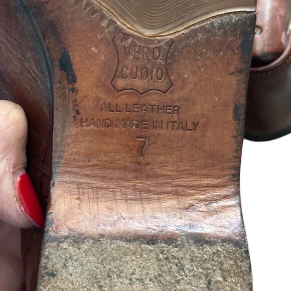 Vero Cuoio Men's Brown Woven Leather Loafers Slip-On Dress Shoes Size 7 - Picture 6 of 11